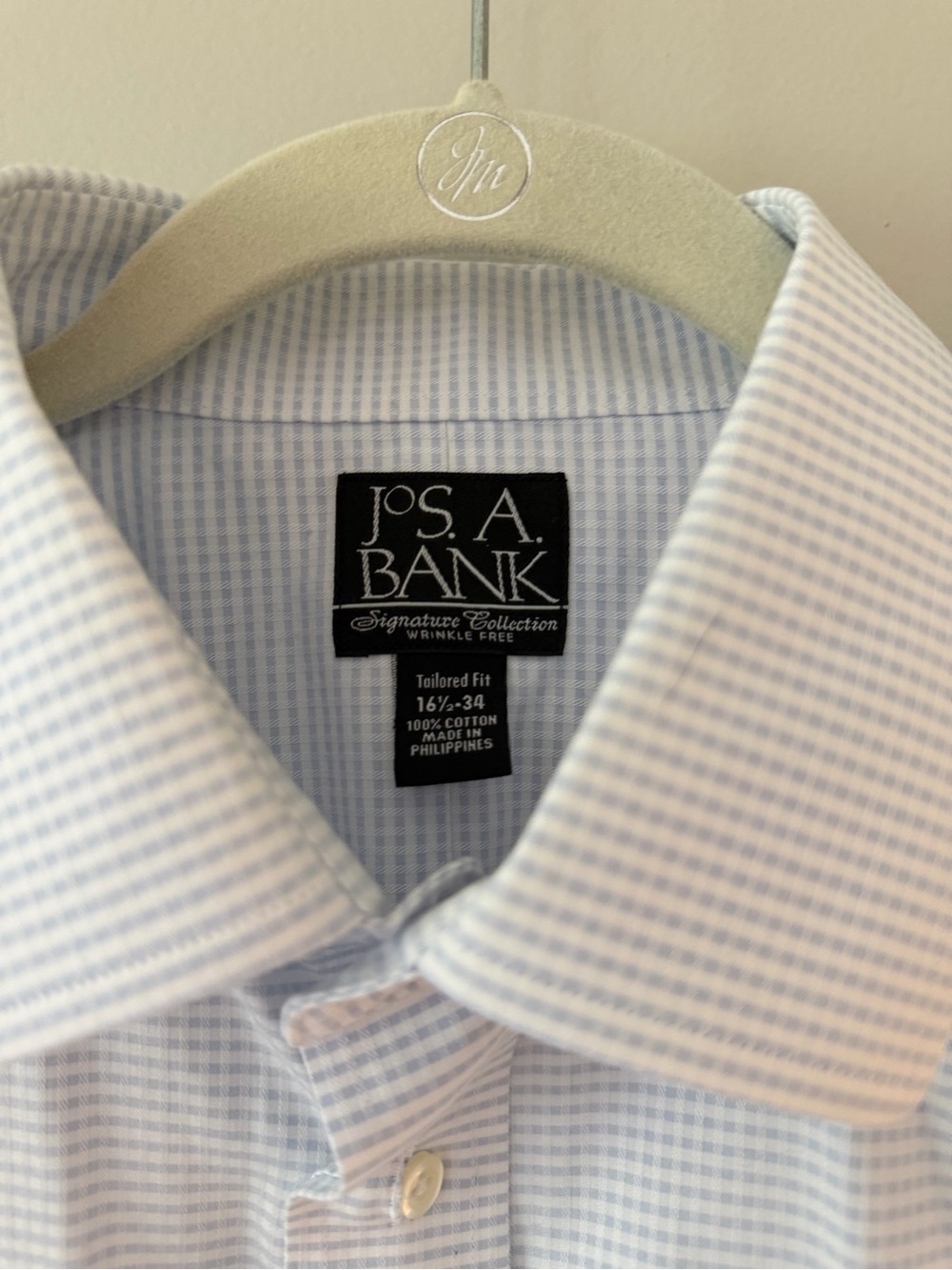 Jos. A. Bank Light Blue Micro-Check Dress Shirt - Tailored Fit